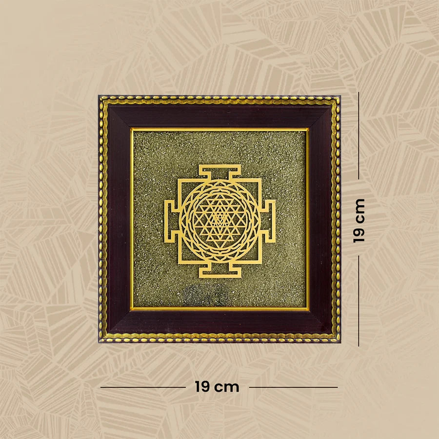 Shree Yantra on Raw Pyrite Frame