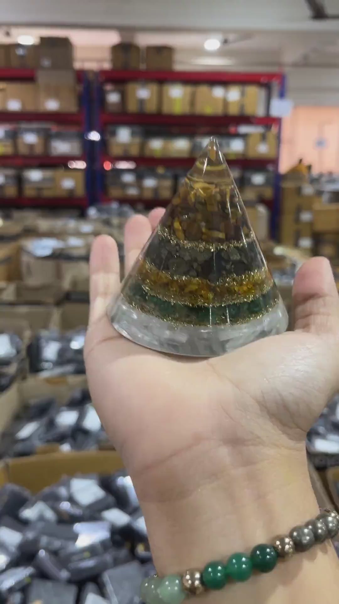 Conical Dhan Yog Pyramid With Selenite Base